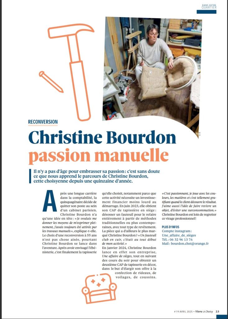 Article de presse concernant l'activité de Christine bourdon